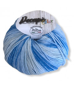 Gomitolo Decapè Color 100% cotone pima, 100g, mix azzurro n°6