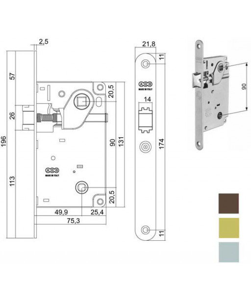 SERRATURA INF.LEGNO CENTRO E50 BAGNO BR   1012 AGB