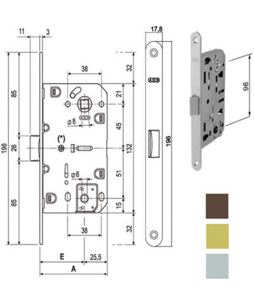 SERRATURA INF.LEGNO MEDIANA E35 BAGNO BR  1102 AGB