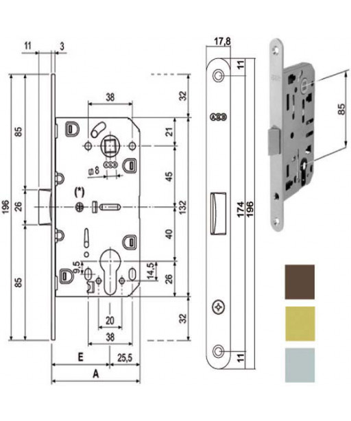 SERRATURA INF.LEGNO MEDIANA E35 BRONZATA  1103 AGB