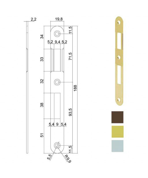 INCONTRO SERRATURE PATENT BT 8x70 BRONZATO 570 AGB