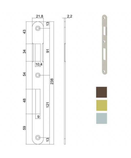 INCONTRO SERRATURE PATENT BT 8x90 BRONZATO 590 AGB