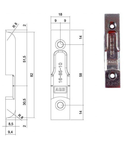 INCONTRO NOTTOLINI SICURTOP mm 18x82    W01692 AGB