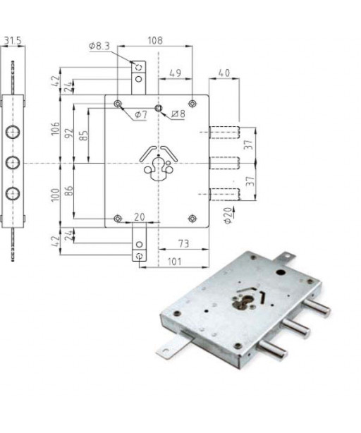 SERRATURA SIC.TRIPLICE SX CILINDRO E63    32Y ATRA