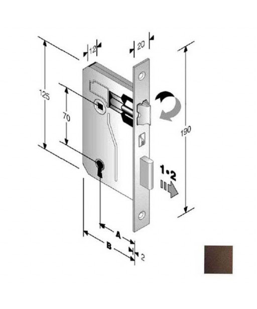 SERRATURA PATENT mm 8x70 E25 BQ BRONZATA        GB