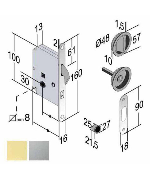 SERRATURA INF.LEGNO SCORREVOLI E50 BAGNO CS BON GB