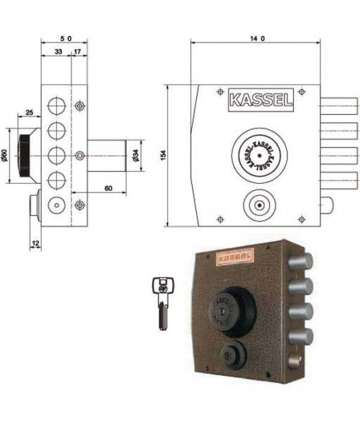 SERRATURA SIC.SEMPLICE DX POMPA     2151/CP KASSEL