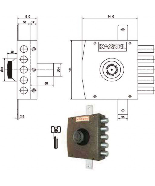 SERRATURA SIC.TRIPLICE SX POMPA     2302/CP KASSEL