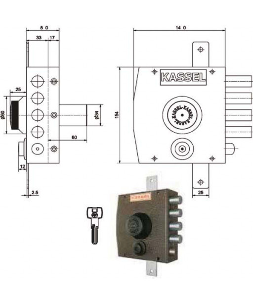 SERRATURA SIC.TRIPLICE SX POMPA     2352/CP KASSEL