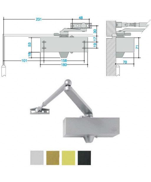 CHIUDIPORTA AERODINAMICO 500 ARGENTO    ME0502 MAB