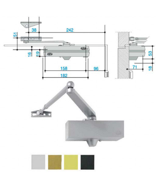 CHIUDIPORTA AERODINAMICO 564 BRONZO     ME6409 MAB