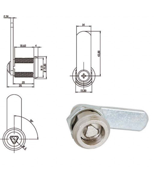 CILINDRO LEVETTA mm 20 TRIANGOLO        160010 OMR