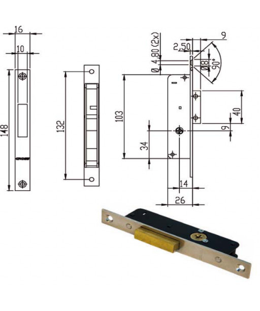 SERRATURA MOBILI INFILARE E14 BQ        100872 OMR