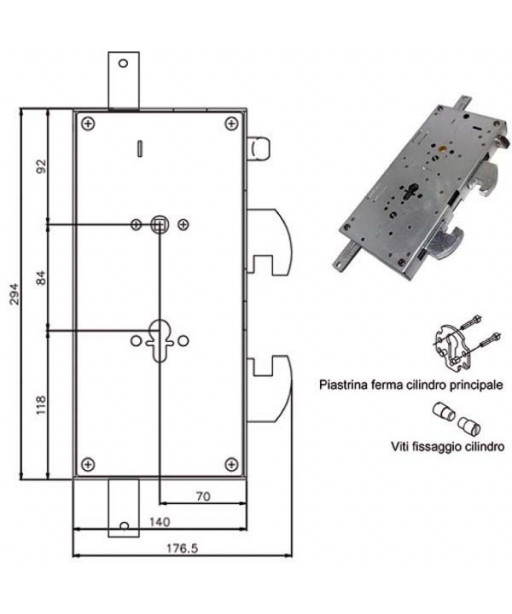 SERRATURA SIC.TRIPLICE CIL. E70 DX  GRIPSTOP TESIO