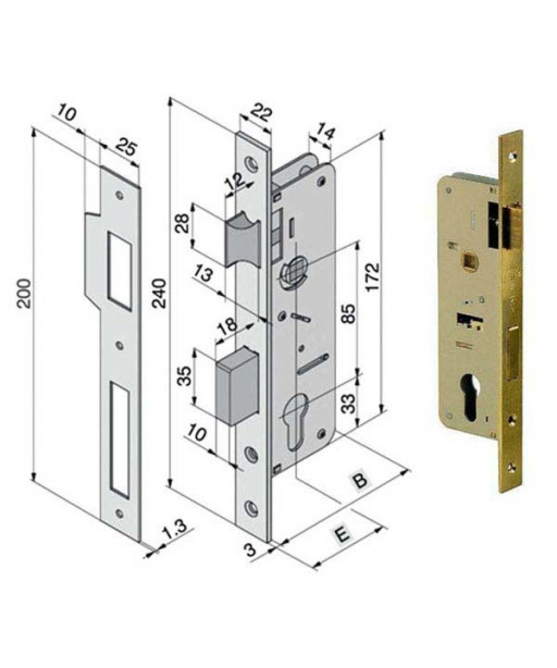 SERRATURA INF.LEGNO              015.25.00.0 WELKA