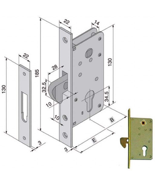 SERRATURA INF.LEGNO              026.40.00.0 WELKA