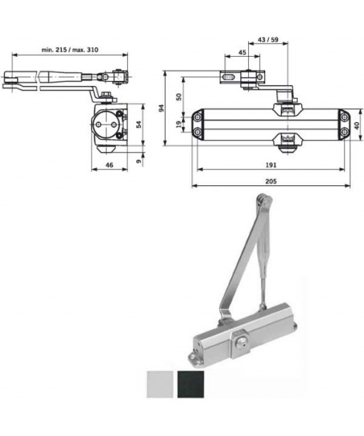 CHIUDIPORTA AERODINAMICO NER. TS COMPAKT 102 DORMA