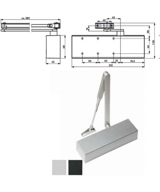 CHIUDIPORTA AERODINAMICO NERO          TS 71 DORMA