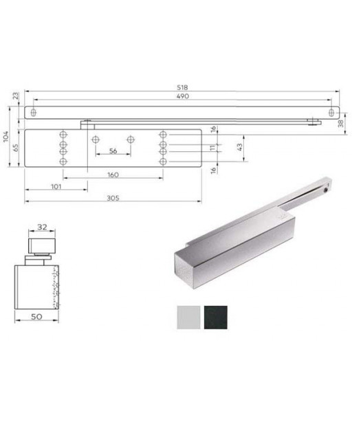 CHIUDIPORTA AERODINAMICO ARGENTO   TS 92 XEA DORMA