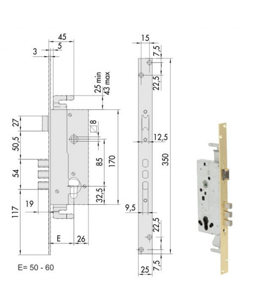 SERRATURA INFILARE FERRO           52526-50-0 CISA