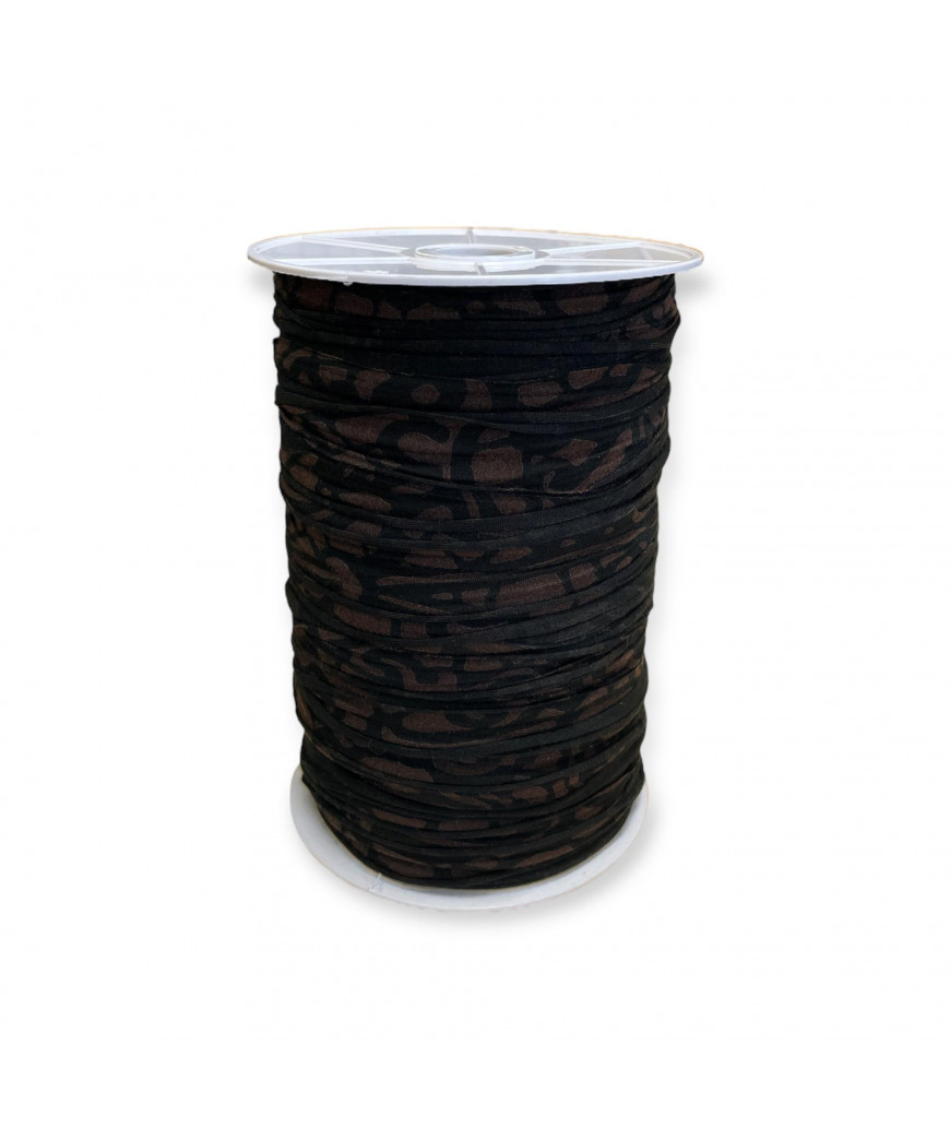 Fettuccia per intreccio, cotone elasticizzato NERO MACULATO