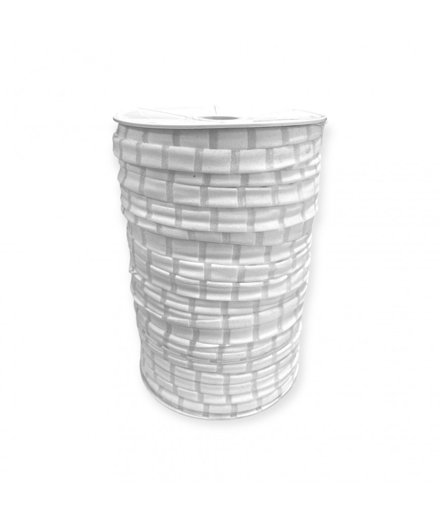 Fettuccia per intreccio, cotone elasticizzato BIANCO RIGHE