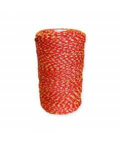 Cordino per intreccio e borse MIAMI, 450gr/ca. ROSSO/GIALLO LAMÈ