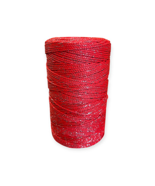 Cordino per intreccio e borse MIAMI, 450gr/ca. ROSSO LAMÈ ARGENTO