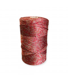 Cordino per intreccio e borse MIAMI, 450gr/ca. ROSSO/BRONZO LAMÈ ARGENTO