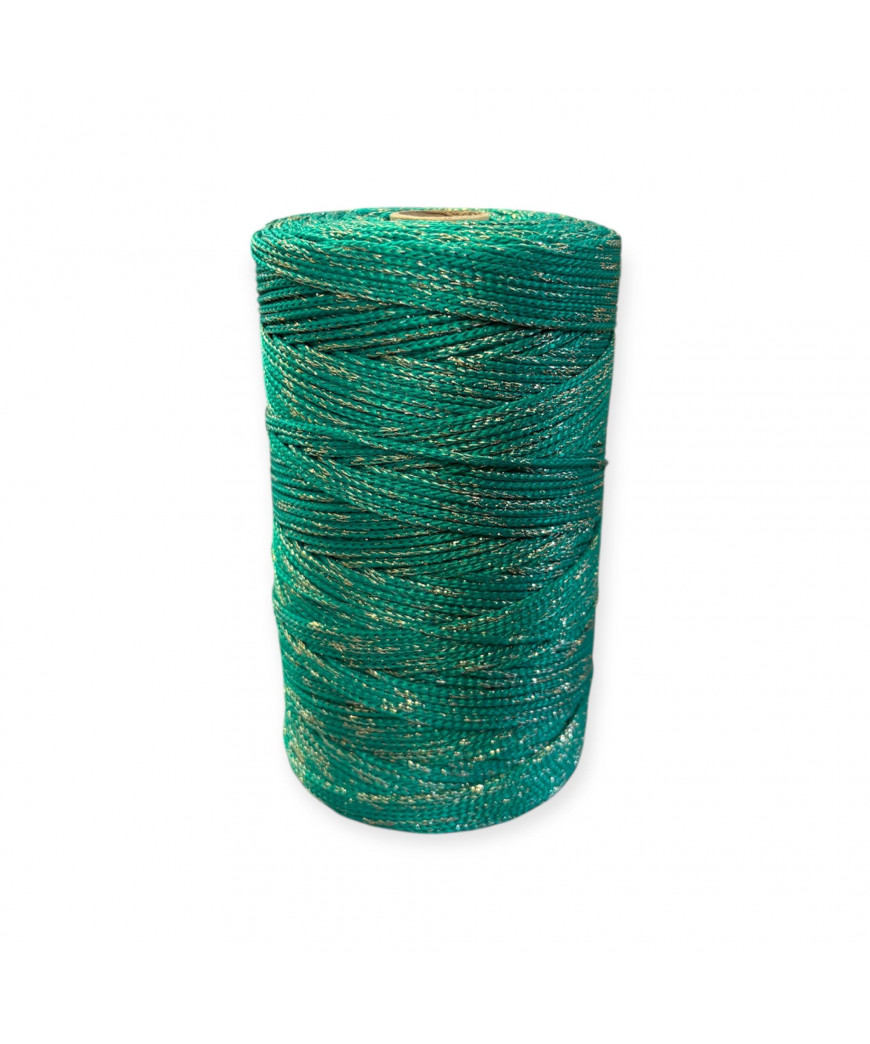 Cordino per intreccio e borse MIAMI, 450gr/ca. VERDE LAMÈ ORO