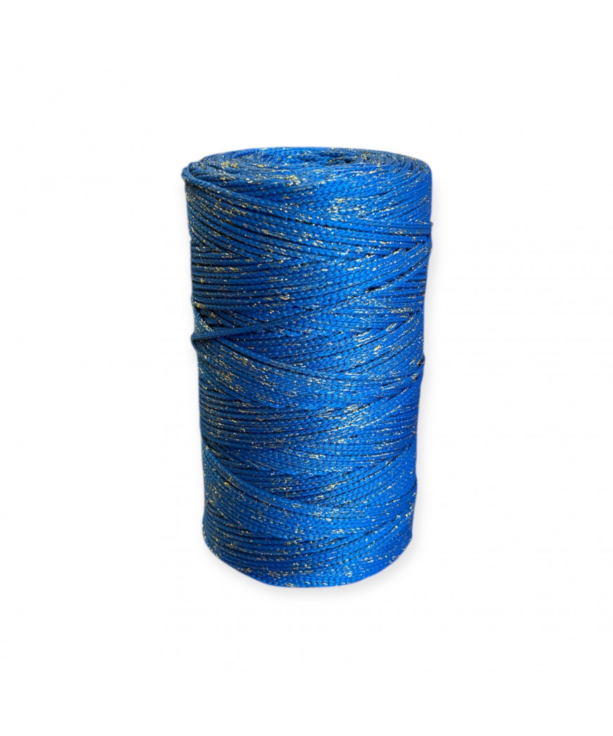 Cordino per intreccio e borse MIAMI, 450gr/ca. AZZURRO LAMÈ ORO