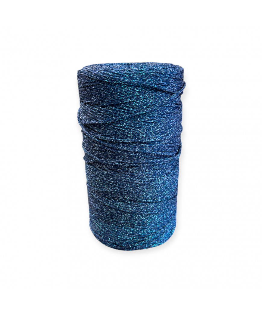 Cordino per intreccio e borse MIAMI, 450gr/ca. BLU LAMÈ AZZURRO