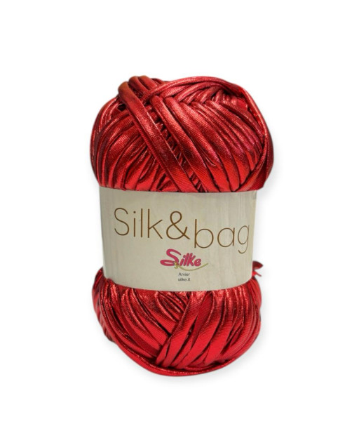 Gomitolo fettuccia Silk & bag, 100gr. ROSSO LUREX