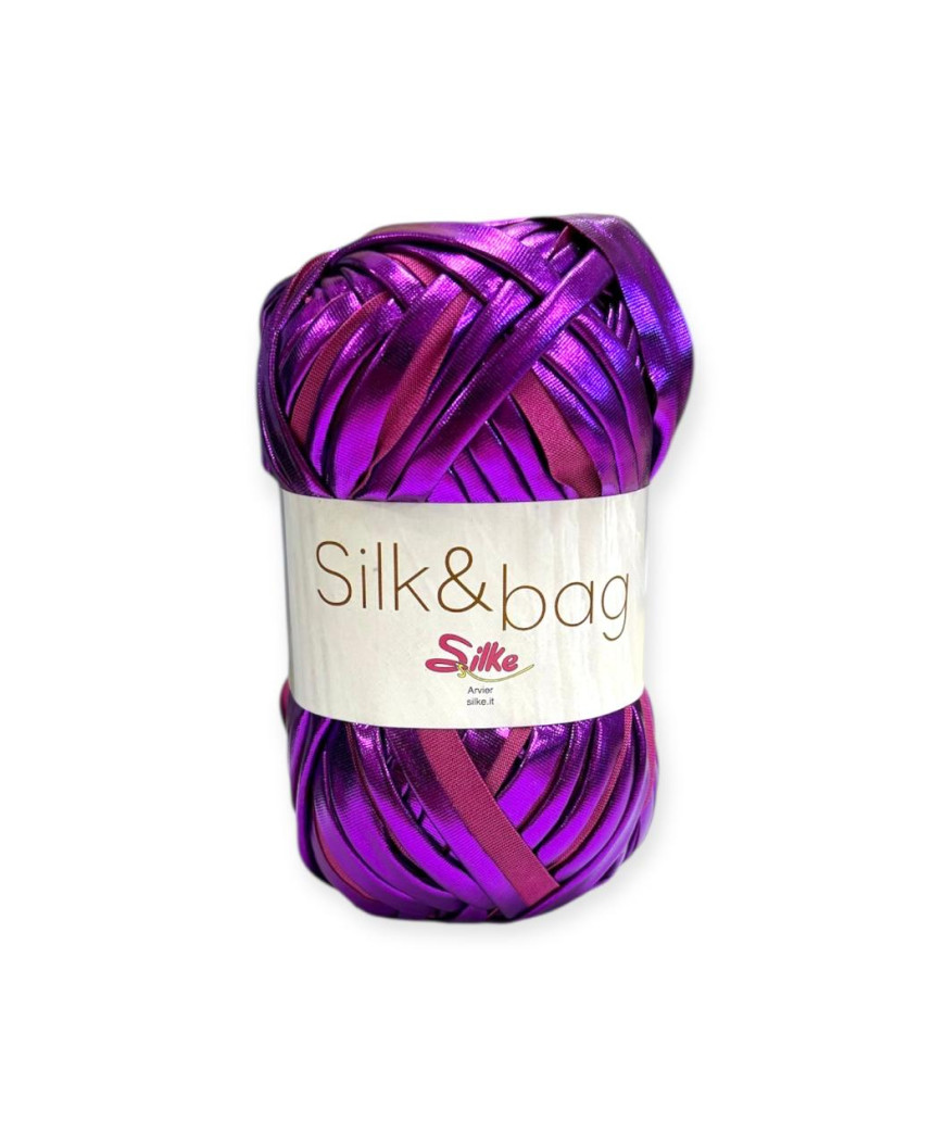 Gomitolo fettuccia Silk & bag, 100gr. VIOLA LUREX