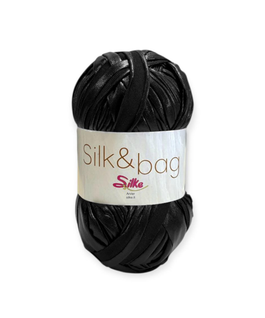 Gomitolo fettuccia Silk & bag, 100gr. NERO LUREX
