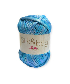 Gomitolo fettuccia Silk & bag, 100gr. CELESTE LUREX