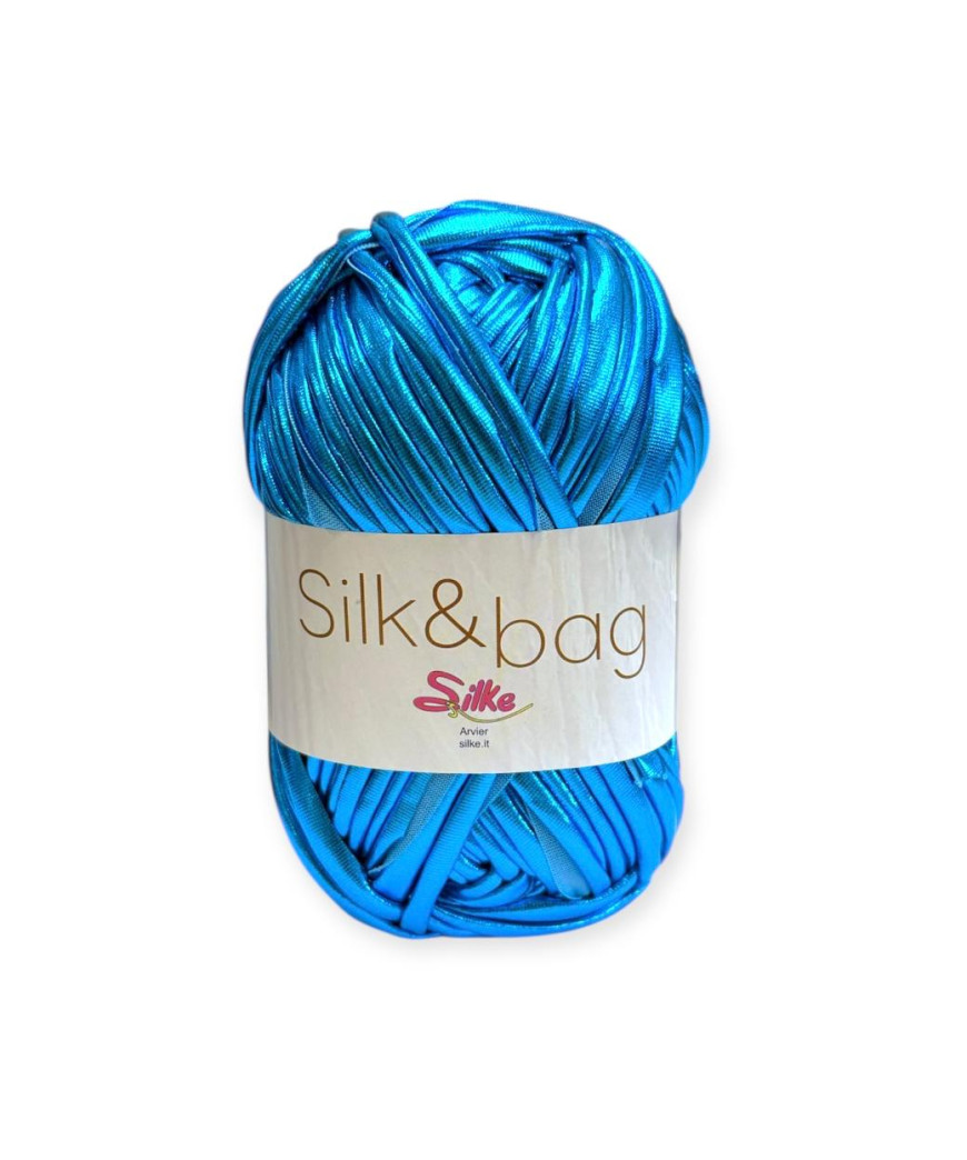 Gomitolo fettuccia Silk & bag, 100gr. TURCHESE LUREX