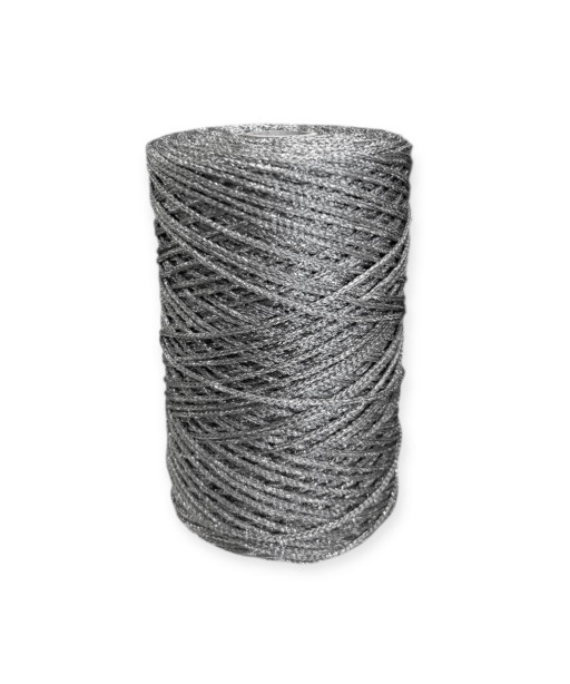 Cordino per intreccio e borse MIAMI, 450gr/ca. GRIGIO LAMÈ ARGENTO