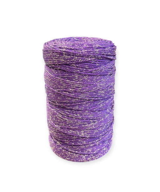 Cordino per intreccio e borse MIAMI, 450gr/ca. VIOLA LAMÈ ARGENTO