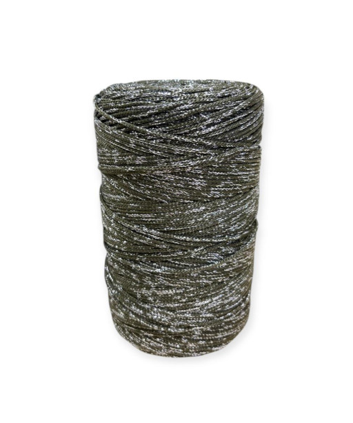 Cordino per intreccio e borse MIAMI, 450gr/ca. VERDE LAMÈ ARGENTO