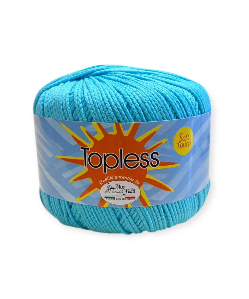 Gomitoli per bikini, pareo TOPLESS 50gr. AZZURRO