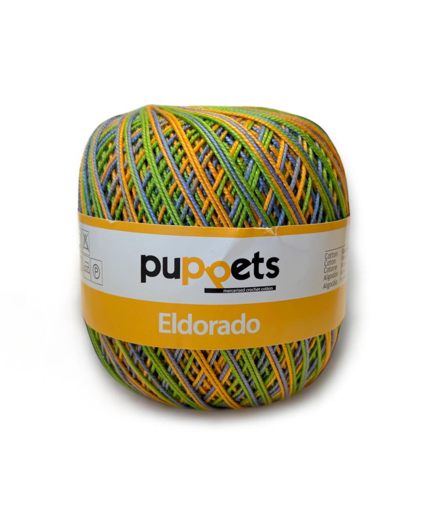 Gomitolo cotone ELDORADO 50gr. VERDE MIX SFUMATO n°132