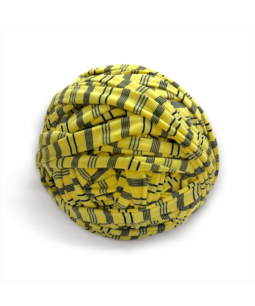 Fettuccia per borsa in pallina, 500gr. cotone GIALLO RIGHE NERE