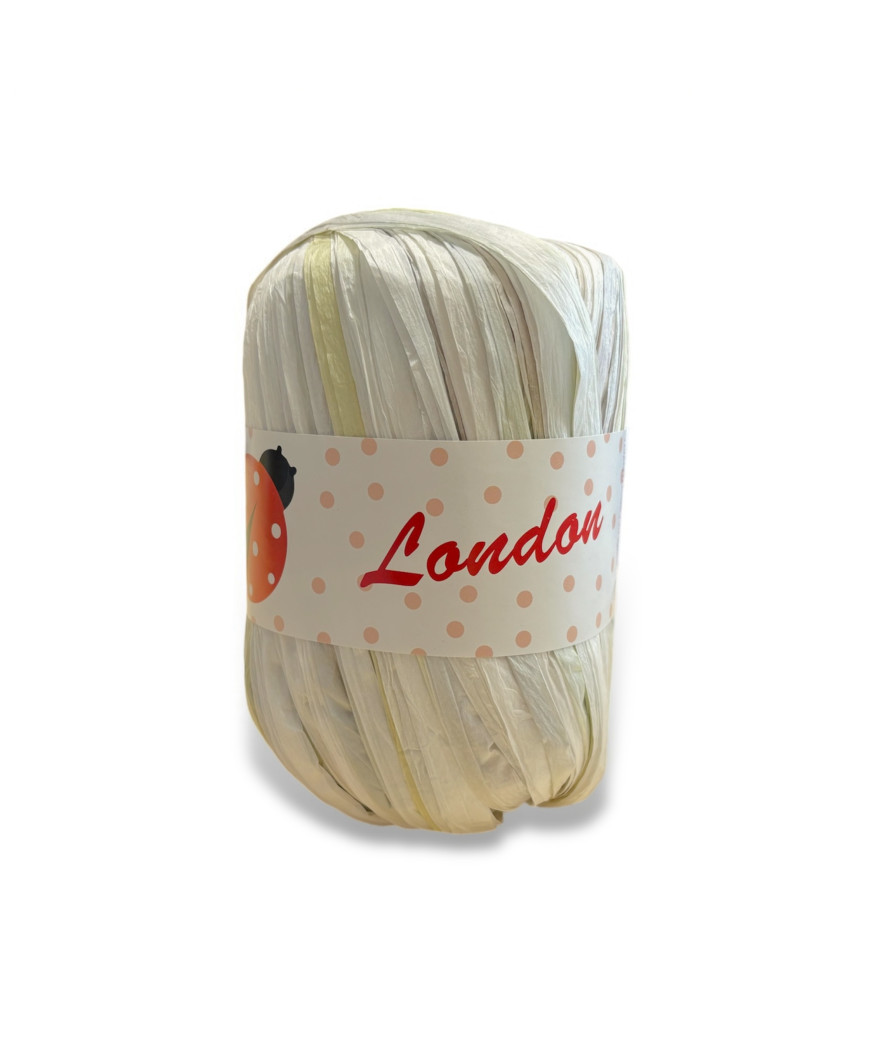 Rafia naturale 100% viscosa da fibre di legno, 50gr. MIX BIANCO/GIALLO