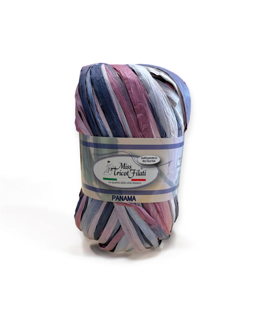 Rafia naturale 100% viscosa da fibre di legno, 50gr. MIX VIOLA/BLU n°3