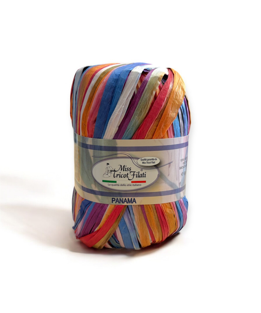 Rafia naturale 100% viscosa da fibre di legno, 50gr. MIX RAINBOW n°9