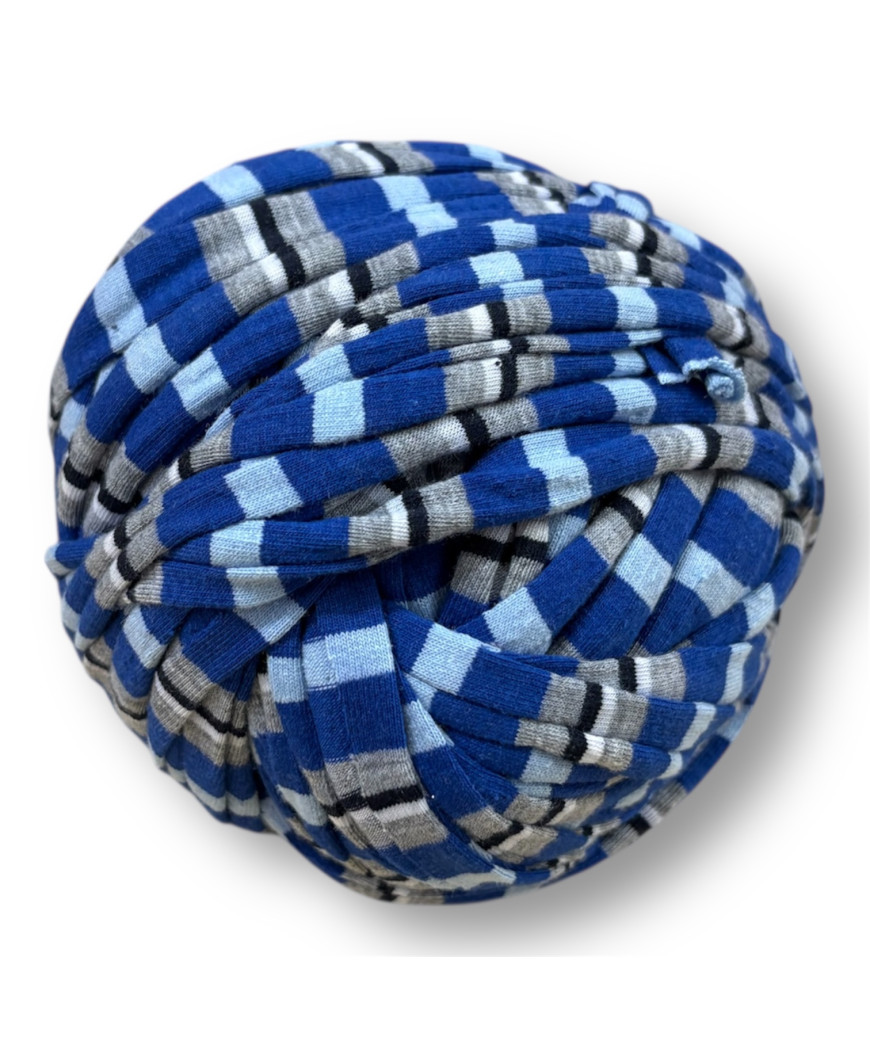 Fettuccia per borsa in pallina, 300gr. cotone FANTASIA RIGHE BLU