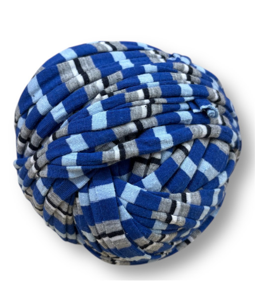 Fettuccia per borsa in pallina, 300gr. cotone FANTASIA RIGHE BLU