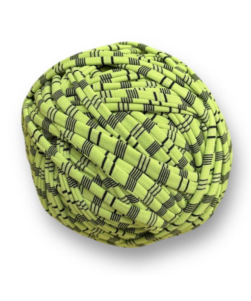 Fettuccia per borsa in pallina, 300gr. cotone VERDE LIME RIGHE NERE